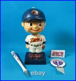 Vintage 1960's Minnesota Twins 6 Bobblehead with Pin and Bat Pen