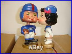 Vintage 1960's NY Giants Football Mini Nodder Bobbin Head with Kissing Majorette