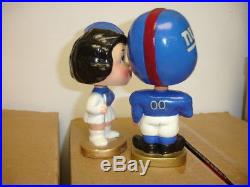 Vintage 1960's NY Giants Football Mini Nodder Bobbin Head with Kissing Majorette