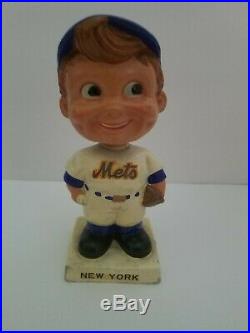 Vintage 1960's New York Mets Bobble Head Nodder Square Base RARE