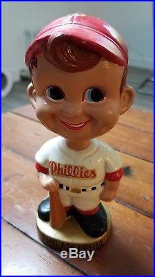 Vintage 1960's Philadelphia Phillies Bobblehead Nodder Gold Base Minty