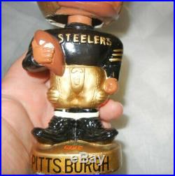Vintage 1960's Pittsburgh Steelers Black Face Bobble Head Nodder Toes Up Rare