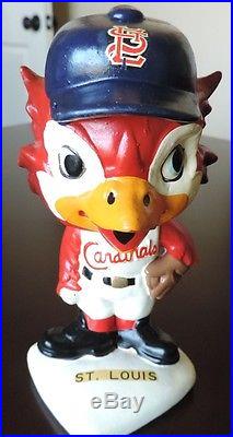 Vintage 1960's St. Louis Cardinals Bobblehead White Base Japan Early Fredbird