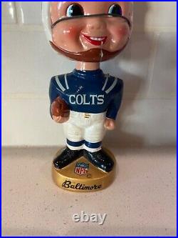 Vintage 1960s Baltimore Colts Bobblehead Nodder 1965 Gold Base Japan