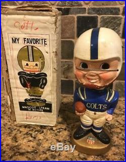 Vintage 1960s Baltimore Colts NFL Bobblehead With Box 1968. Made In Japan