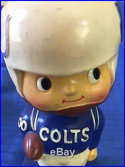 Vintage 1960s Baltimore Colts NFL Football Bobble Head Nodder Square Wood Base