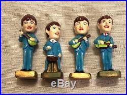 Vintage 1960s Beatles Fab Four Nodding Bobble Head Cake Topper Figurines