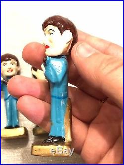 Vintage 1960s Beatles Fab Four Nodding Bobble Head Cake Topper Figurines