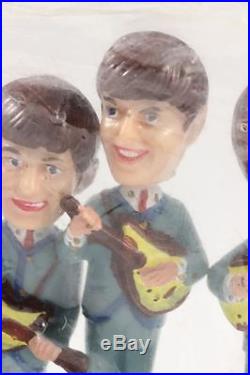 Vintage 1960s Beatles Full Set of Four Bobble Heads Nodders Figures Cake Toppers
