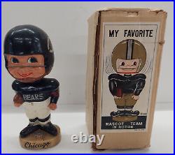 Vintage 1960s Chicago Bears Bobblehead Gold Base with Original Box