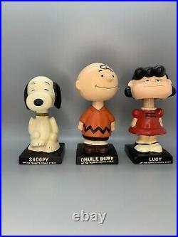 Vintage 1960s Complete Set 6 Peanuts Gang Bobblehead Nodder Snoopy Charlie Brown