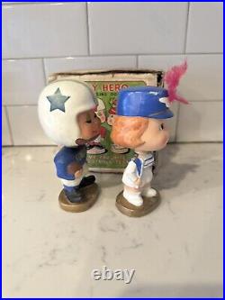 Vintage 1960s Dallas Cowboys Kissing Pair Bobblehead Nodder With Original Box Vintage 1960s Dallas Cowboys Kissing Pair Bobblehead Nodder With Original Box