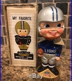 Vintage 1960s Detroit Lions NFL Bobblehead With Box 1968 Made In Japan