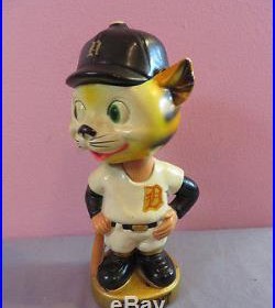 Vintage 1960s Detroit Tigers Mascot Bobblehead Gold Base Nodder Japan Baseball