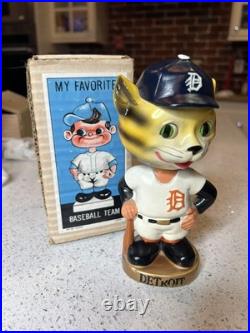 Vintage 1960s Detroit Tigers Mascot Bobblehead Nodder Japan Tiger with Box