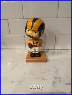 Vintage 1960s Los Angeles LA Rams Bobble Head Nodder Gold Uniform Wood Base
