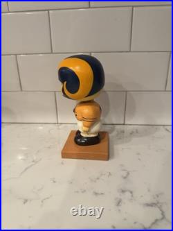 Vintage 1960s Los Angeles LA Rams Bobble Head Nodder Gold Uniform Wood Base