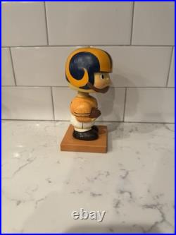 Vintage 1960s Los Angeles LA Rams Bobble Head Nodder Gold Uniform Wood Base