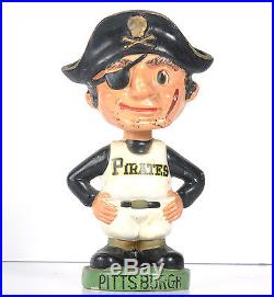 Vintage 1960s MLB Pittsburgh Pirates Bobblehead Nodder 7 Tall Round Green Base