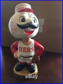 Vintage 1960s Mr. Red Cincinnati Reds Mascot Bobble Head Doll