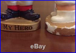 Vintage 1960s'My Hero' Kissing Boy and Girl Football Sports Bobble Heads Japan