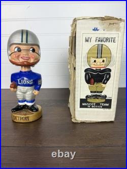 Vintage 1960s NFL Bobblehead / Nodder Detroit Lions With Original Box