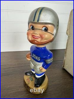 Vintage 1960s NFL Bobblehead / Nodder Detroit Lions With Original Box