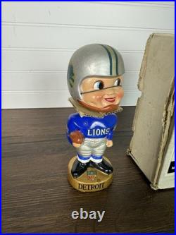 Vintage 1960s NFL Bobblehead / Nodder Detroit Lions With Original Box