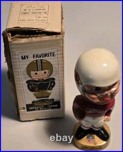 Vintage 1960s NFL St Louis Cardinals Football Bobblehead Nodder Gold Base with Box