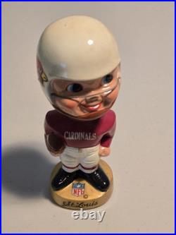 Vintage 1960s NFL St Louis Cardinals Football Bobblehead Nodder Gold Base with Box