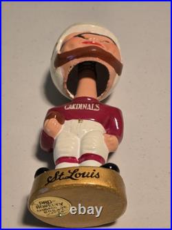 Vintage 1960s NFL St Louis Cardinals Football Bobblehead Nodder Gold Base with Box