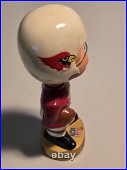 Vintage 1960s NFL St Louis Cardinals Football Bobblehead Nodder Gold Base with Box
