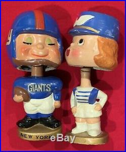 Vintage 1960s NY Giants Football Player & Majorette Kissing Nodders Bobbleheads