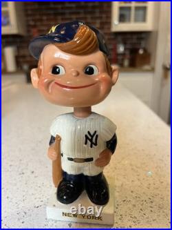 Vintage 1960s New York Yankees Baseball Player Team Mascot Bobblehead White Base