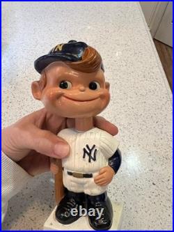 Vintage 1960s New York Yankees Baseball Player Team Mascot Bobblehead White Base