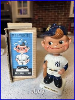 Vintage 1960s New York Yankees Baseball Player Team Mascot Bobblehead White Base