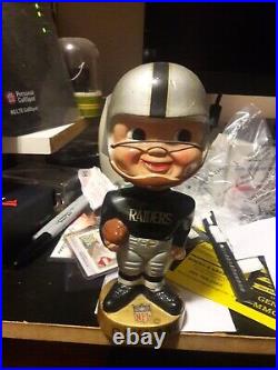 Vintage 1960s Oakland Raiders Bobblehead Gold Base Japan 67 (Crack)