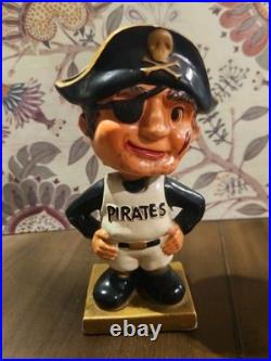 Vintage 1960s Pittsburgh Pirates Bobblehead Nodder Gold Square Base Rare Japan