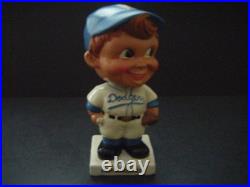 Vintage 1961 White Base Paper Mache Nodder Bobbinhead Los Angeles Dodgers