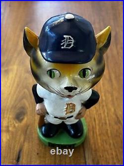 Vintage 1962 Detroit Tigers Bobblehead Japan Tiger Face Paws Green Base (VG)