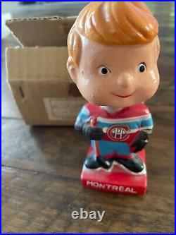 Vintage 1962 Montreal Canadiens NHL Mini Bobblehead Hockey Doll with Original Box