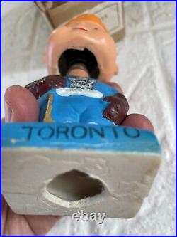 Vintage 1962 Toronto Maple Leafs NHL Mini Bobblehead Hockey Doll with Original Box
