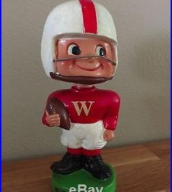 Vintage 1962 Wisconsin Badgers Bobble Head Doll UW Madison Football