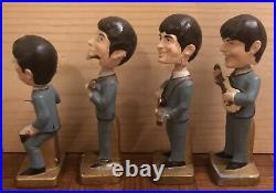 Vintage 1964 Complete Set Of Beatles Bobbleheads Car Mascots Pics
