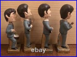Vintage 1964 Complete Set Of Beatles Bobbleheads Car Mascots Pics
