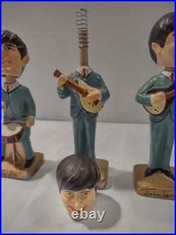 Vintage 1964 limit edition Beatles bobbleheads Car Mascot Set. All members. 8