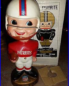 Vintage 1967 Boston Patriots Gold Base Bobble Head Nodder WithBox JAPAN