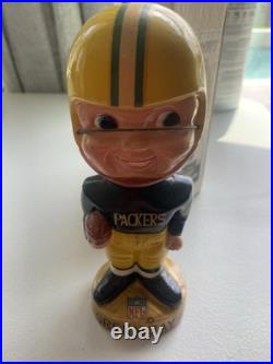 Vintage 1967 Green Bay Packers Bobble Head Nodder Gold Base Sports Original Box
