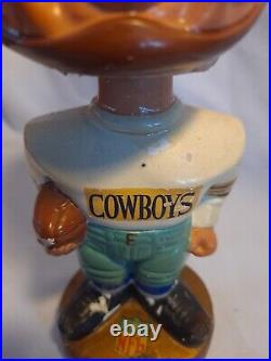 Vintage 1967 NFL Dallas Cowboys Gold Base Bobble Head Bobbler Made In Japan #00