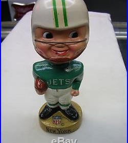 Vintage 1967 New York Jets Bobblehead / Nodder NFL Gold Base, VERY NICE, NR